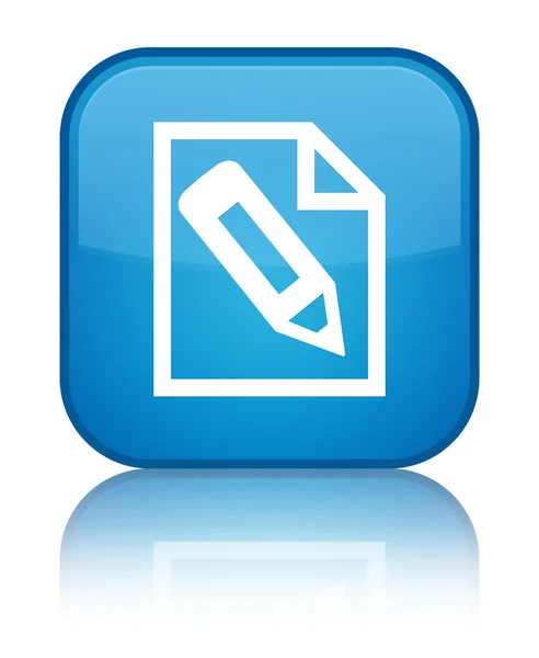 Az oldal ikon fényes cián kék négyzet gomb ceruza — Stock Fotó