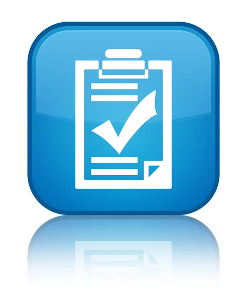 Checklista ikonen glänsande cyan blå fyrkantiga knappen — Stockfoto