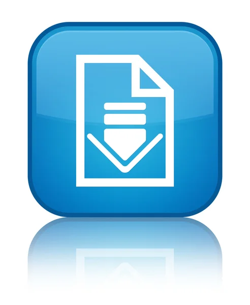 Download document icon shiny cyan blue square button — Stock Photo, Image