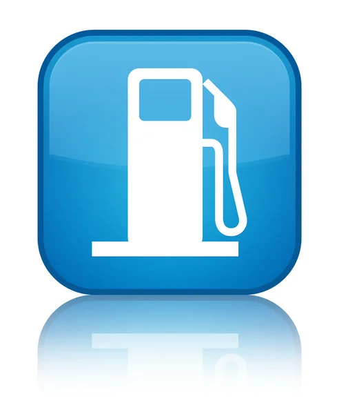 Distributeur de carburant icône brillant cyan bleu bouton carré — Photo