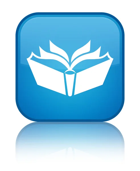 Ícone de tradução brilhante botão quadrado azul ciano — Fotografia de Stock