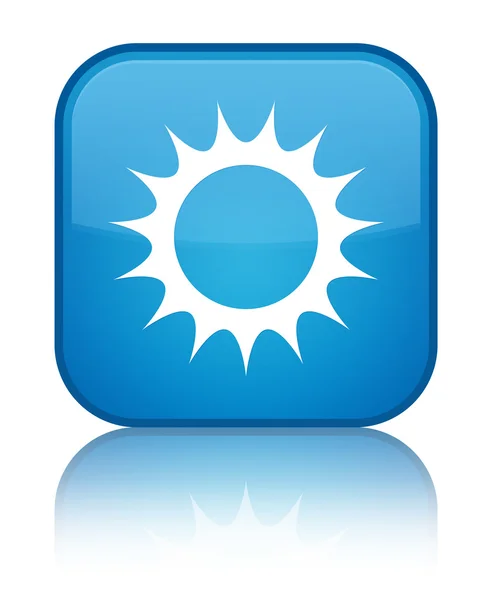 Sonne Symbol glänzend cyanblau quadratische Taste — Stockfoto