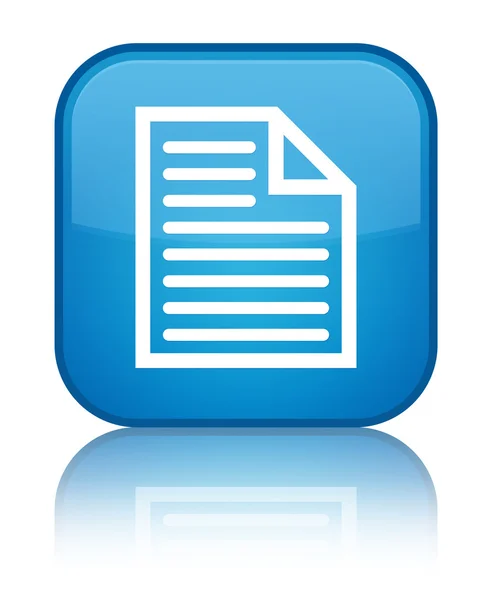 Icono de la página del documento brillante botón cuadrado azul cian —  Fotos de Stock