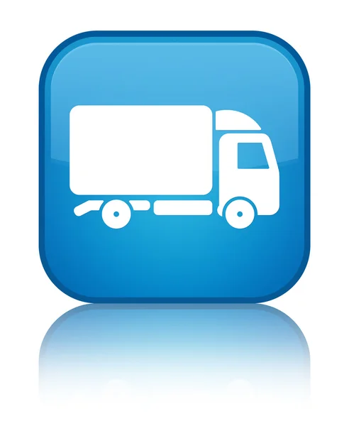 Truck icon shiny cyan blue square button — Stock Photo, Image