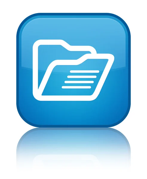 Folder icon shiny cyan blue square button — Stock Photo, Image