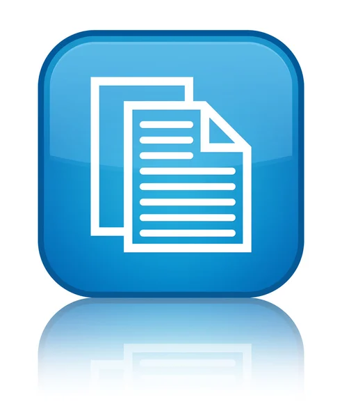Иконка страниц документа сияющая голубая квадратная кнопка — стоковое фото