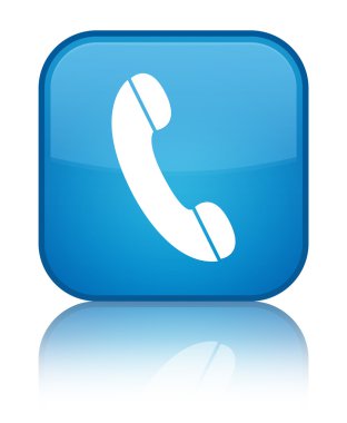 Telefon kutsal kişilerin resmi parlak mavi mavi kare düğme