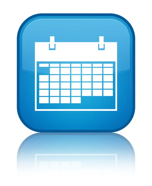 Icono del calendario brillante botón cuadrado azul cian — Foto de Stock
