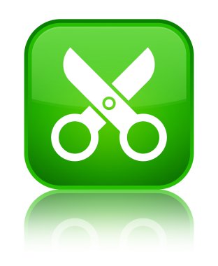 Makas kutsal kişilerin resmi parlak yeşil kare düğme