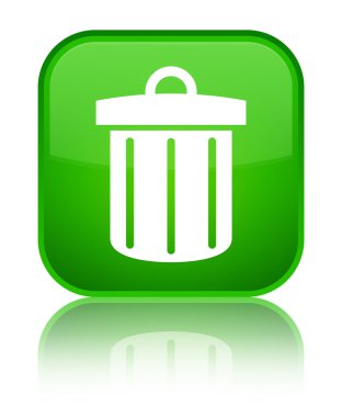 Geri dönüşüm kutusu simgesi parlak yeşil kare düğme