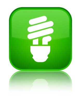 Ampul simgesi parlak yeşil kare düğme