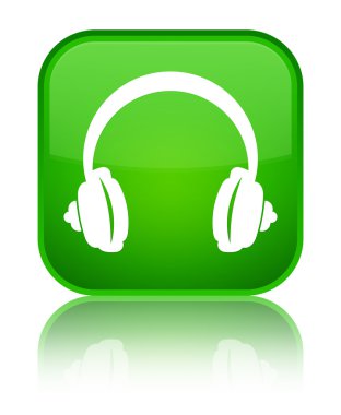 Kulaklık kutsal kişilerin resmi parlak yeşil kare düğme