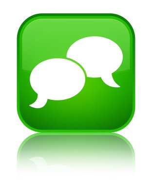 Sohbet kabarcık kutsal kişilerin resmi parlak yeşil kare düğme