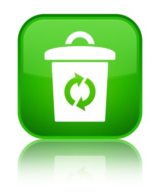 Çöp kutusu simgesini parlak yeşil kare düğme