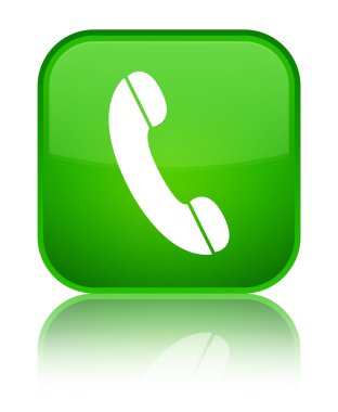 Telefon kutsal kişilerin resmi parlak yeşil kare düğme