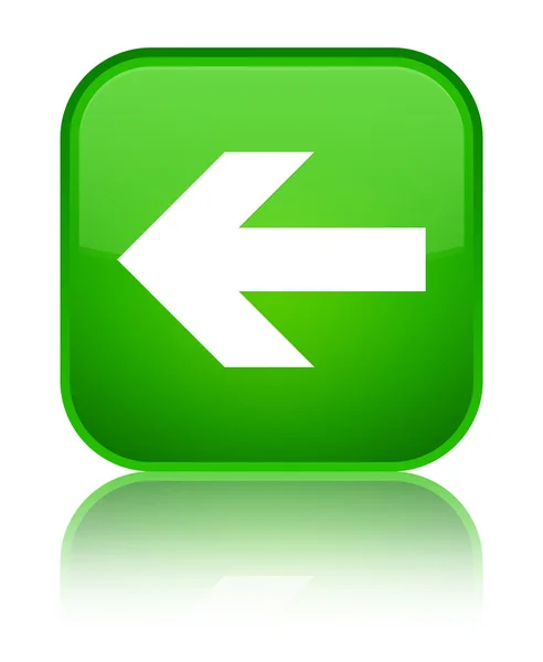 Ícone de seta traseira brilhante botão quadrado verde — Fotografia de Stock