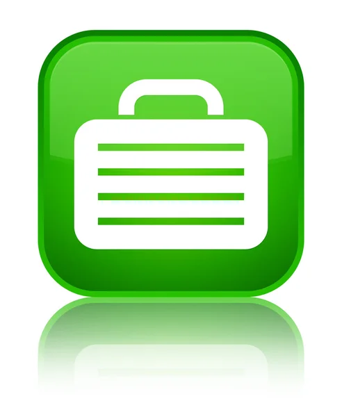 Väska-ikonen glänsande gröna fyrkantiga knappen — Stockfoto