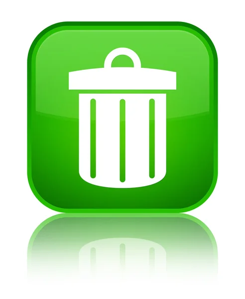 Recycleren bin pictogram glanzende groene vierkante knop — Stockfoto