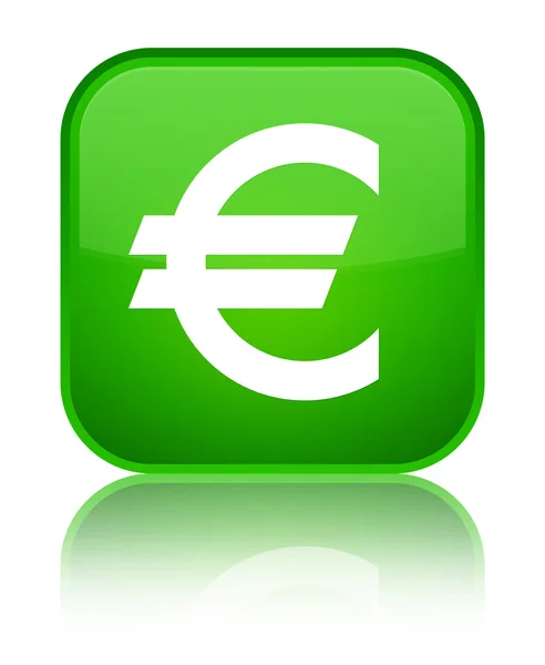 Euro signo icono brillante botón cuadrado verde — Foto de Stock