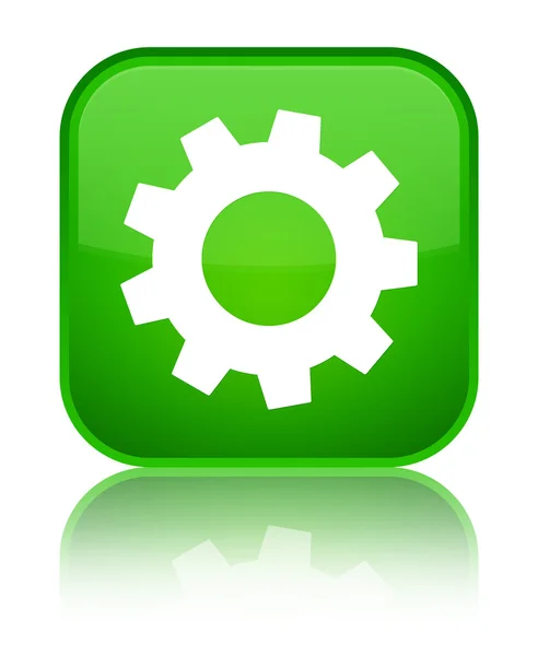 プロセス アイコン光沢のある緑色の正方形ボタン — ストック写真