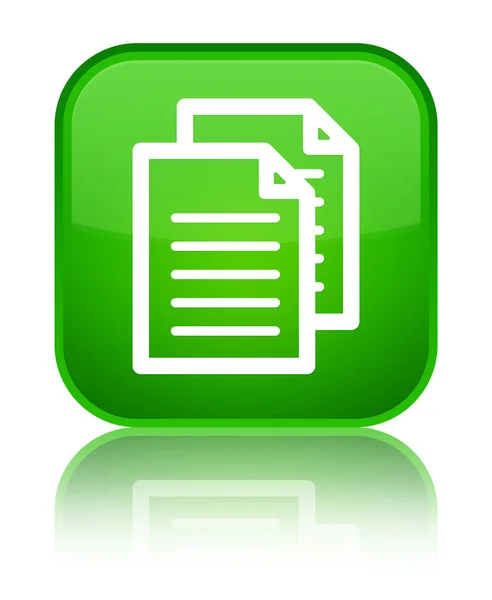 Documentos ícone brilhante botão quadrado verde — Fotografia de Stock