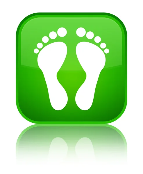 Fußabdruck-Symbol glänzender grüner quadratischer Knopf — Stockfoto