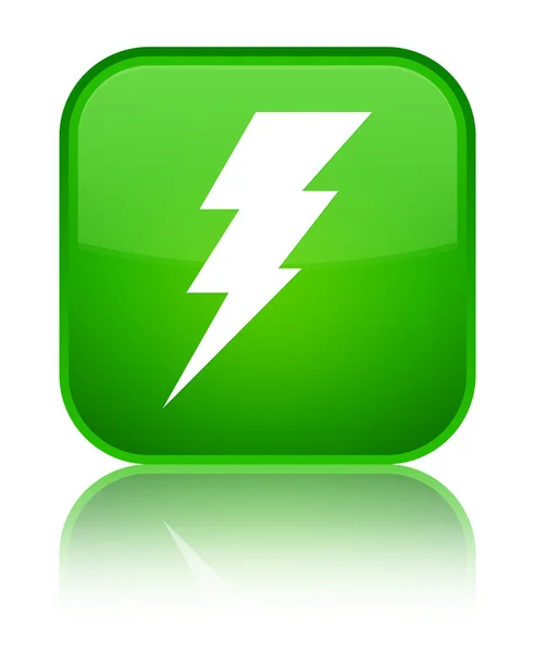 Elektrizität Symbol glänzende grüne quadratische Taste — Stockfoto