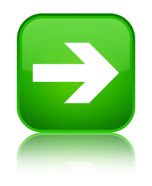 다음 화살표 아이콘 빛나는 녹색 사각형 버튼 — 스톡 사진