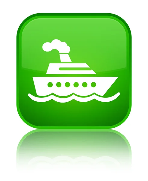 Іконка круїзного корабля блискуча зелена квадратна кнопка — стокове фото