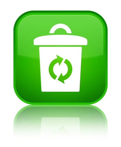 Ícone de lixo brilhante botão quadrado verde — Fotografia de Stock