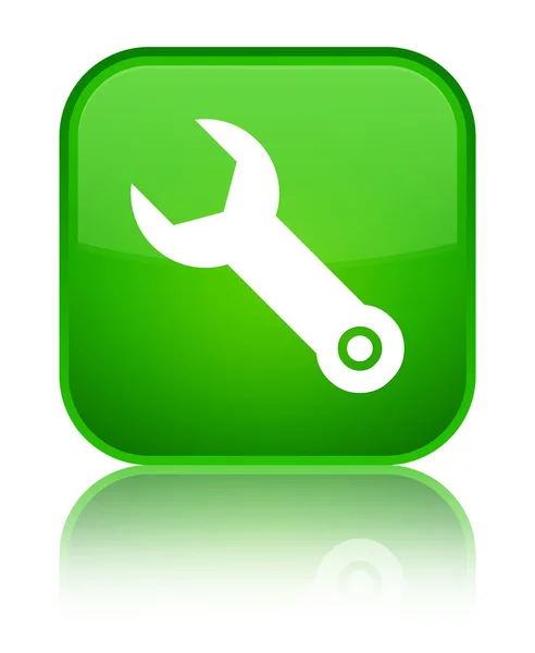 Schraubenschlüssel Symbol glänzende grüne quadratische Taste — Stockfoto