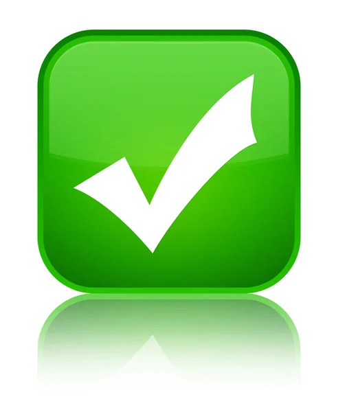 Validation icon shiny green square button — Stock Photo, Image