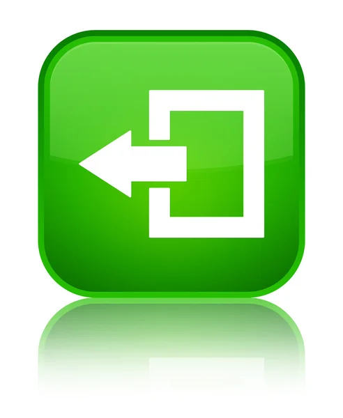 Icône de déconnexion bouton carré vert brillant — Photo