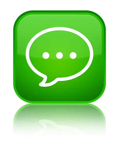 Talk icono burbuja brillante botón cuadrado verde —  Fotos de Stock