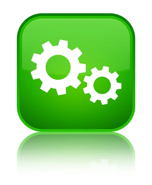 Prozess-Symbol glänzende grüne quadratische Taste — Stockfoto
