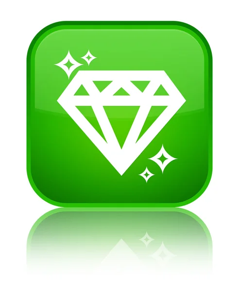 Icono de diamante brillante botón cuadrado verde — Foto de Stock