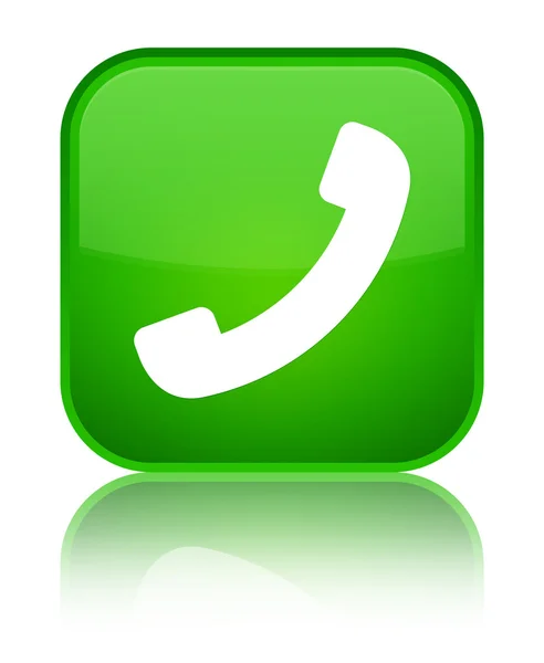 Phone icon shiny green square button — Stock Photo, Image