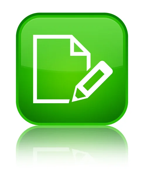Upravit dokument ikonu lesklé zelené tlačítko čtvereček — Stock fotografie