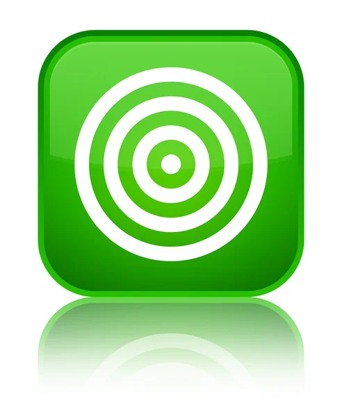 Target icon shiny green square button — Stock Photo, Image