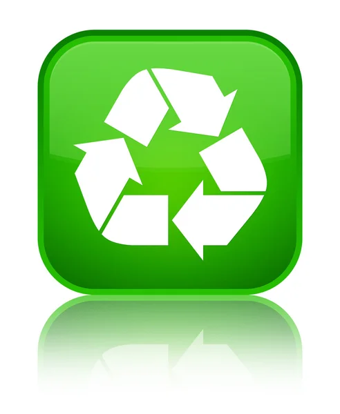 アイコン光沢のある緑色の正方形ボタンをリサイクルします。 — ストック写真