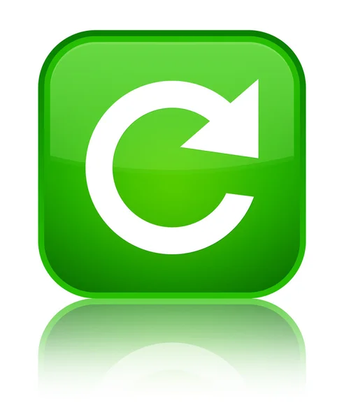 Reply rotate icon shiny green square button — Stock Photo, Image