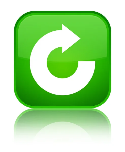 Reply arrow icon shiny green square button — Stock Photo, Image