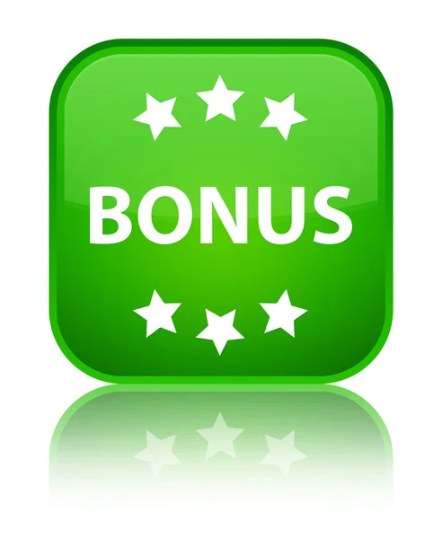 Bonus (estrellas) icono brillante botón cuadrado verde — Foto de Stock