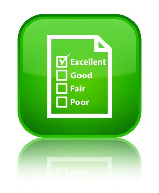 Soru formu kutsal kişilerin resmi parlak yeşil kare düğme