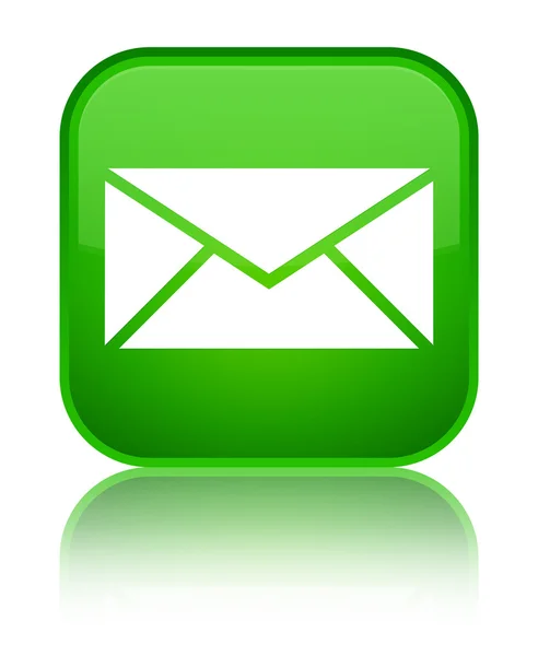 E-mail pictogram glanzende groene vierkante knop — Stockfoto