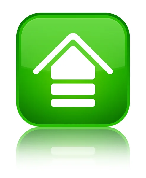 Ανεβάστε λαμπερό πράσινο κουμπί τετράγωνο εικονίδιο — Φωτογραφία Αρχείου