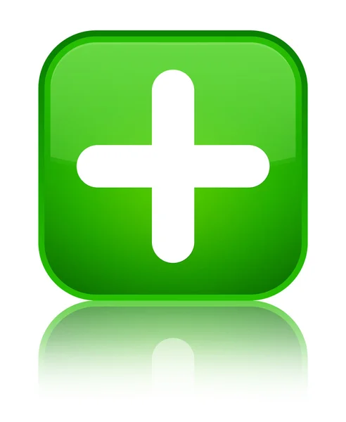 Além de ícone brilhante botão quadrado verde — Fotografia de Stock
