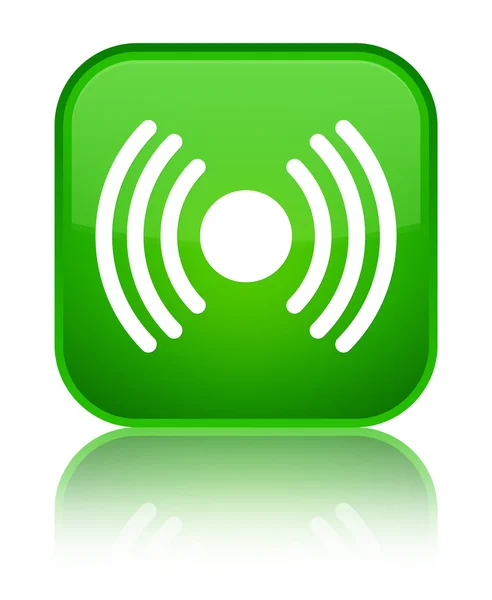 Ícone de sinal de rede brilhante botão quadrado verde — Fotografia de Stock