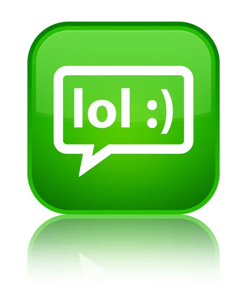 Lol Blase Symbol glänzende grüne quadratische Taste — Stockfoto