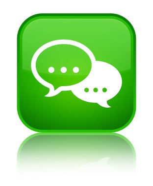 Konuşma balonu kutsal kişilerin resmi parlak yeşil kare düğme